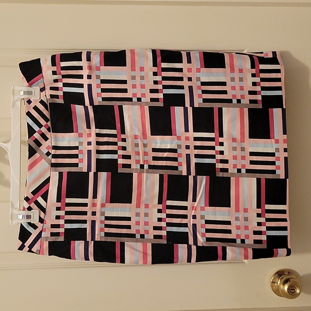 Pink plaid pencil skirt